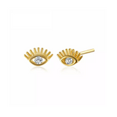 Sterling Silver Gold Eye Stud Earring - Spero London